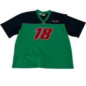 Vintage Nascar Jersey Mens L Green Black Bobby Labonte Racing #18 Shirt V-Neck